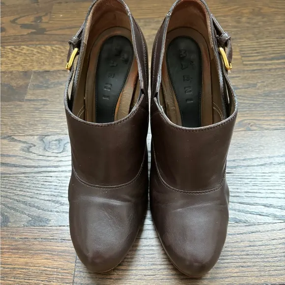 Marni brown booties with buckle, size 38
