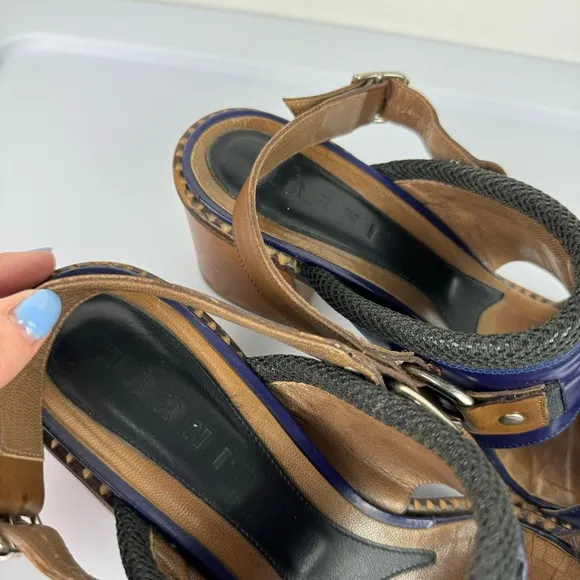 Marni Purple Patent Leather Strap Block Heel Sandals Sz 41 Slingback