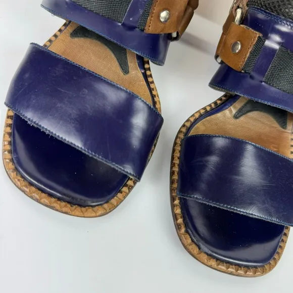 Marni Purple Patent Leather Strap Block Heel Sandals Sz 41 Slingback