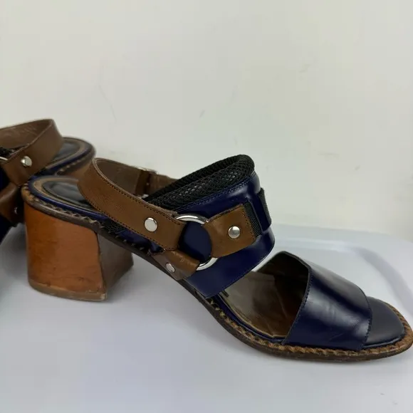 Marni Purple Patent Leather Strap Block Heel Sandals Sz 41 Slingback