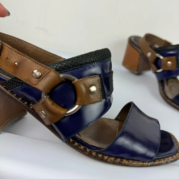 Marni Purple Patent Leather Strap Block Heel Sandals Sz 41 Slingback