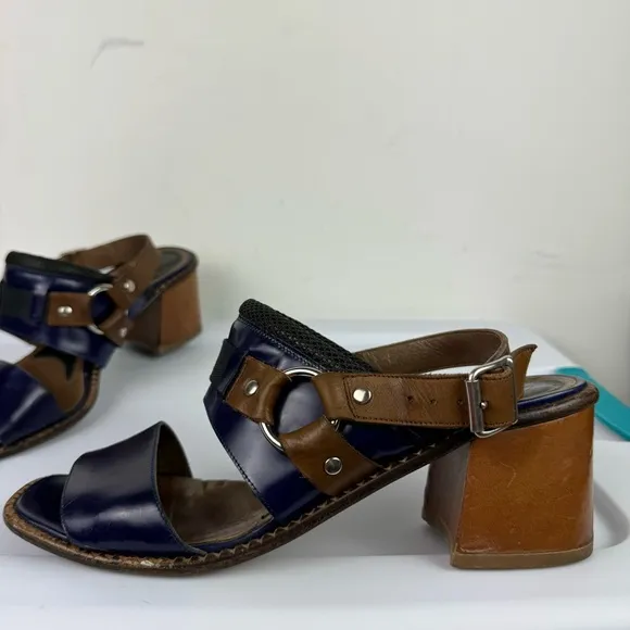 Marni Purple Patent Leather Strap Block Heel Sandals Sz 41 Slingback