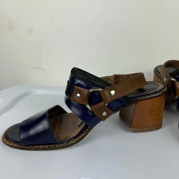 Marni Purple Patent Leather Strap Block Heel Sandals Sz 41 Slingback