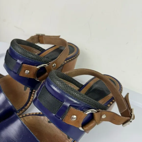 Marni Purple Patent Leather Strap Block Heel Sandals Sz 41 Slingback