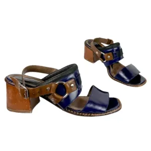 Marni Purple Patent Leather Strap Block Heel Sandals Sz 41 Slingback