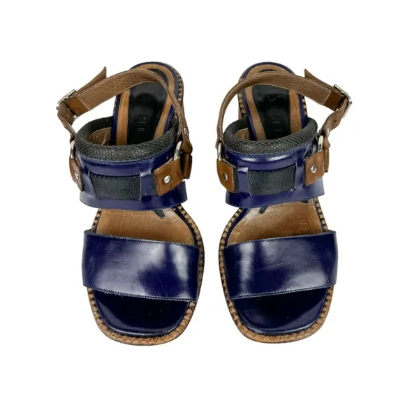 Marni Purple Patent Leather Strap Block Heel Sandals Sz 41 Slingback