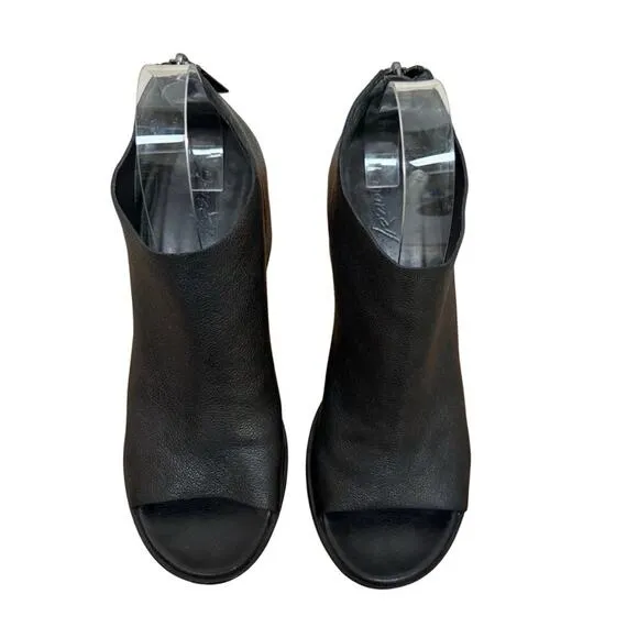 Marsell Black Ankle Boots with Open Toe and Chunky Heel