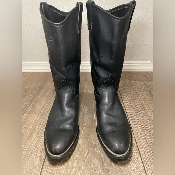 Mason Western 981 Men Size 10D  Black Leather Cowboy Boots USA