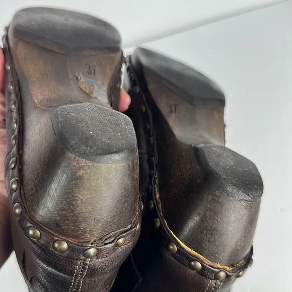 Materia Prima By Goffredo Fantini Western Brown Leather Studded Boots 37 US 6,5