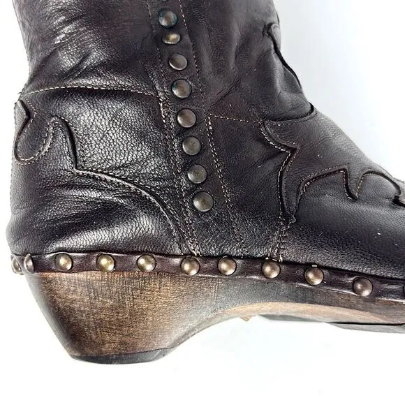 Materia Prima By Goffredo Fantini Western Brown Leather Studded Boots 37 US 6,5
