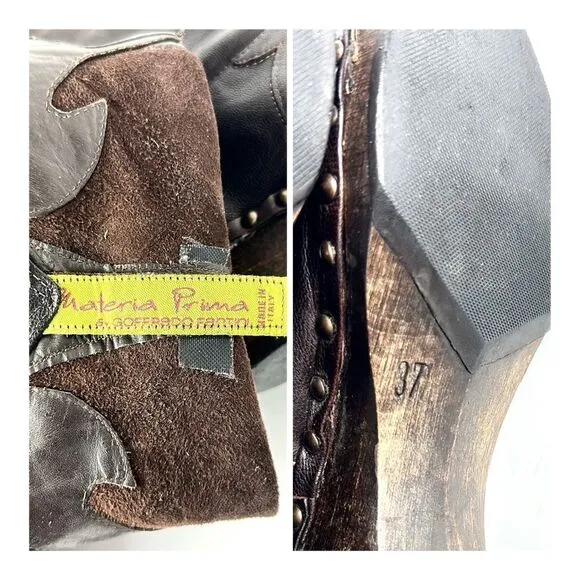 Materia Prima By Goffredo Fantini Western Brown Leather Studded Boots 37 US 6,5