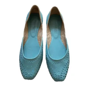 Matiko Shoes Ballet Flats Slip On Light Blue Leather 38.5 / 8.5 Turquoise