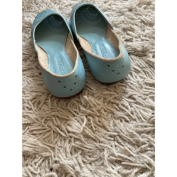 Matiko Shoes Ballet Flats Slip On Light Blue Leather 38.5 / 8.5 Turquoise