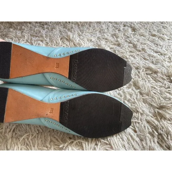 Matiko Shoes Ballet Flats Slip On Light Blue Leather 38.5 / 8.5 Turquoise