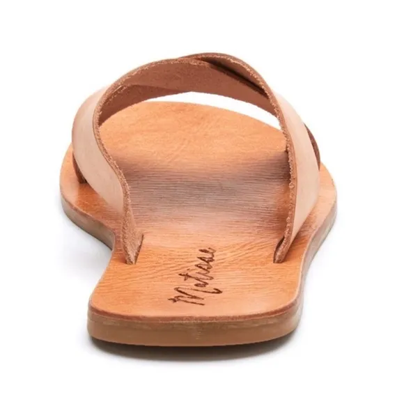 Matisse Cuba Crisscross Flat Leather Slides / Sandals in Natural Tan Size 8