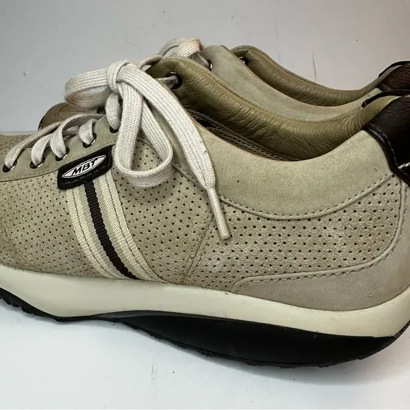 Mbt Mens Tembea Walking Shoes Beige Leather Toning Mesh Leather Sz 9