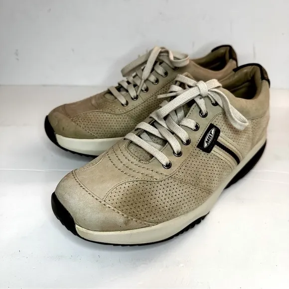 Mbt Mens Tembea Walking Shoes Beige Leather Toning Mesh Leather Sz 9