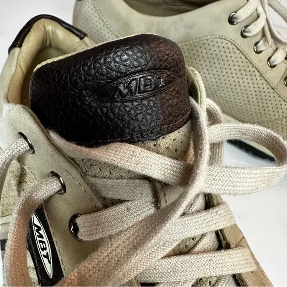 Mbt Mens Tembea Walking Shoes Beige Leather Toning Mesh Leather Sz 9