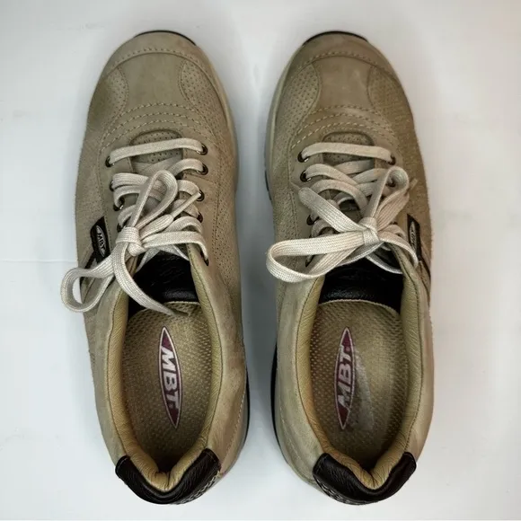 Mbt Mens Tembea Walking Shoes Beige Leather Toning Mesh Leather Sz 9