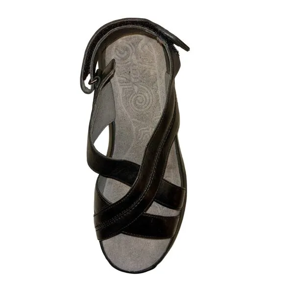 MBT Women's Habari Strappy Leather Sandals Black Size 9 Rocker Toning Open Toe