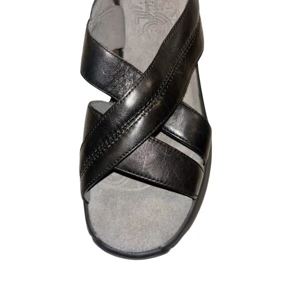MBT Women's Habari Strappy Leather Sandals Black Size 9 Rocker Toning Open Toe