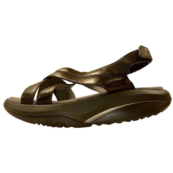 MBT Women's Habari Strappy Leather Sandals Black Size 9 Rocker Toning Open Toe