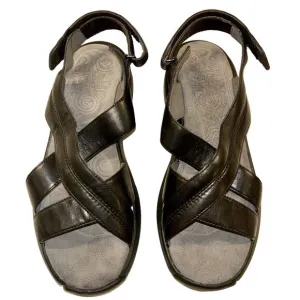 MBT Women's Habari Strappy Leather Sandals Black Size 9 Rocker Toning Open Toe