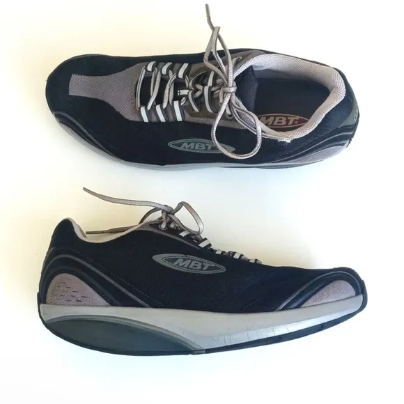 MBT Women’s Toning Athletic Shoes 39 (8-8.5) Black Suede &amp; Mesh Running Shoes