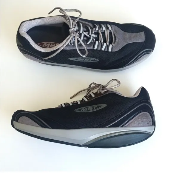 MBT Women’s Toning Athletic Shoes 39 (8-8.5) Black Suede &amp; Mesh Running Shoes