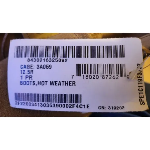MCRAE NWT US ARMY COMBAT BOOTS TEMPERATE WEATHER DESERT TAN SIZE 12.5R
