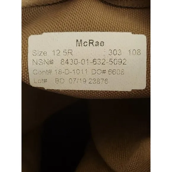 MCRAE NWT US ARMY COMBAT BOOTS TEMPERATE WEATHER DESERT TAN SIZE 12.5R