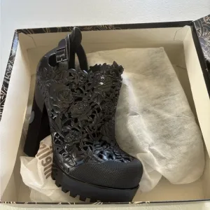 Melissa   Alexandre Herchcovitch Flower Boot Black, 5 inch heel