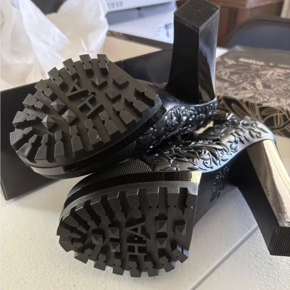Melissa   Alexandre Herchcovitch Flower Boot Black, 5 inch heel