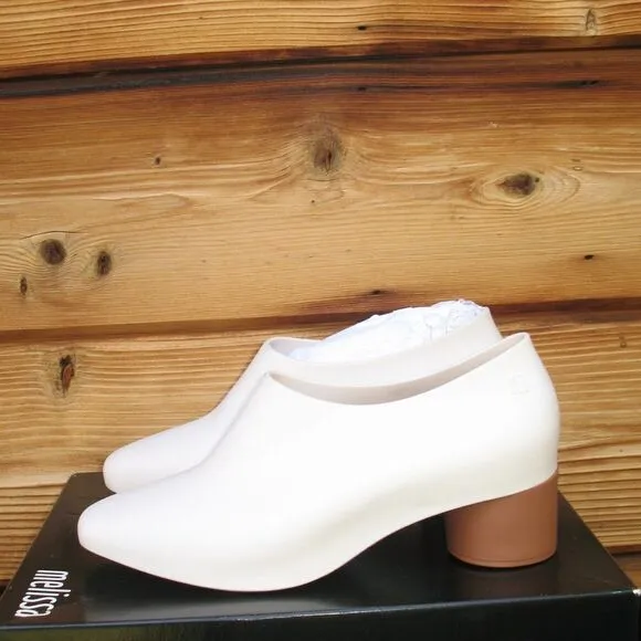 Melissa Womens 6 White Brown Mid Pump Shoes