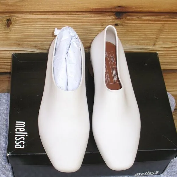 Melissa Womens 6 White Brown Mid Pump Shoes