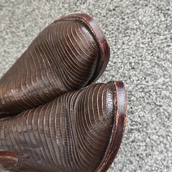 Men Lucchese Brown Reptile Skin Leather Cowboy Western Boots