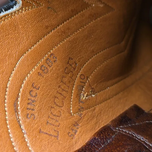 Men Lucchese Brown Reptile Skin Leather Cowboy Western Boots