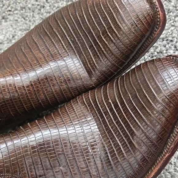 Men Lucchese Brown Reptile Skin Leather Cowboy Western Boots