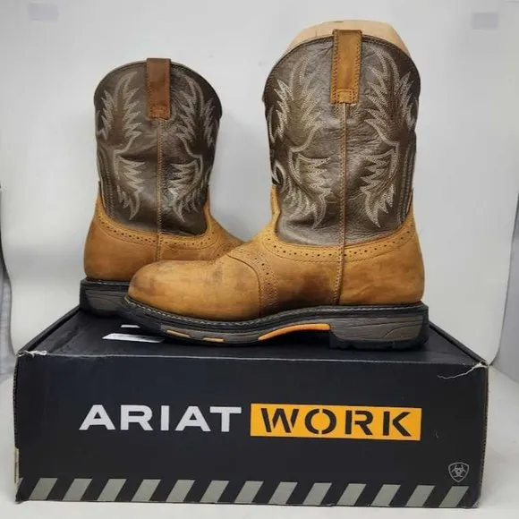 Men's 11.5 EE Wide Ariat WorkHog H20 roper soft toe work western boots 10008633