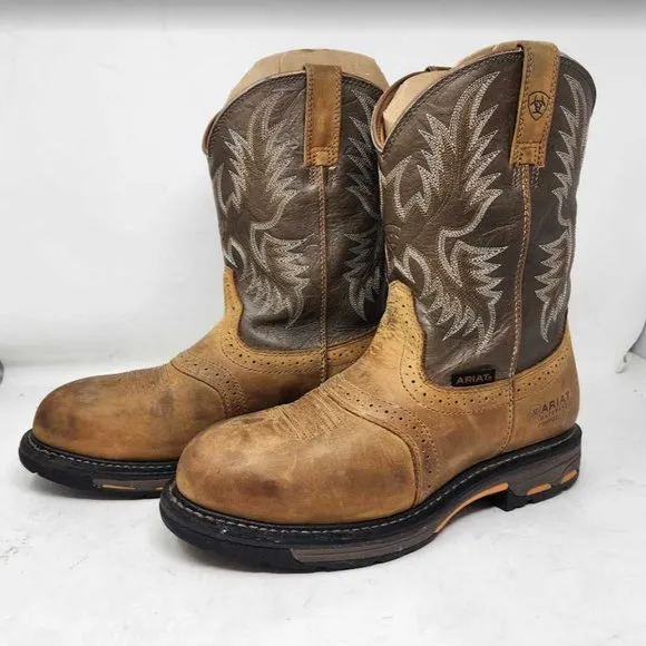 Men's 11.5 EE Wide Ariat WorkHog H20 roper soft toe work western boots 10008633