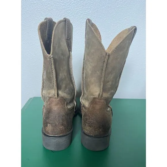 Men’s Ariat Rambler Western Boot Brown Size 7D Soft Top Pull Tabs Square Toe EUC