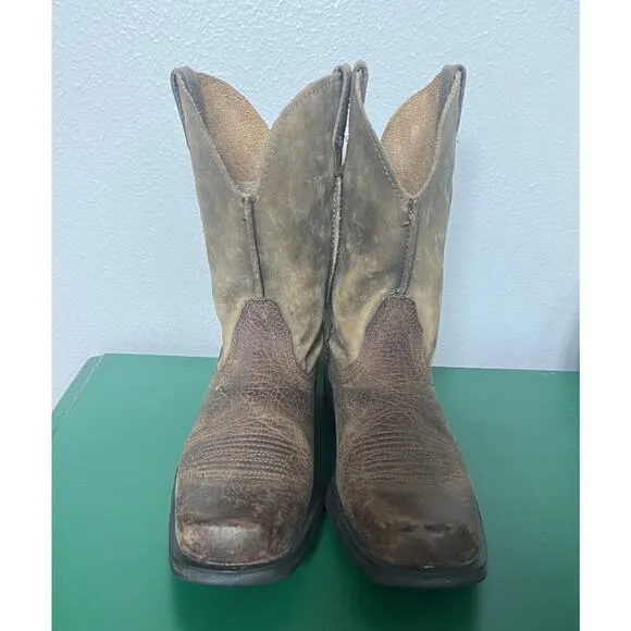 Men’s Ariat Rambler Western Boot Brown Size 7D Soft Top Pull Tabs Square Toe EUC