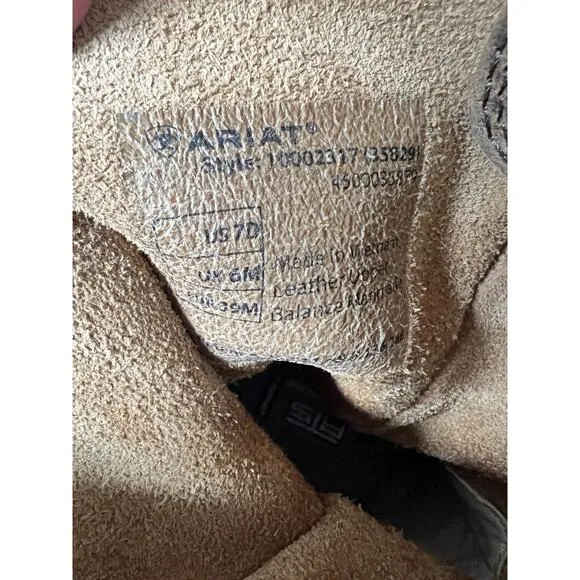 Men’s Ariat Rambler Western Boot Brown Size 7D Soft Top Pull Tabs Square Toe EUC
