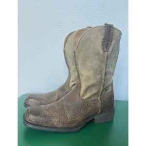 Men’s Ariat Rambler Western Boot Brown Size 7D Soft Top Pull Tabs Square Toe EUC