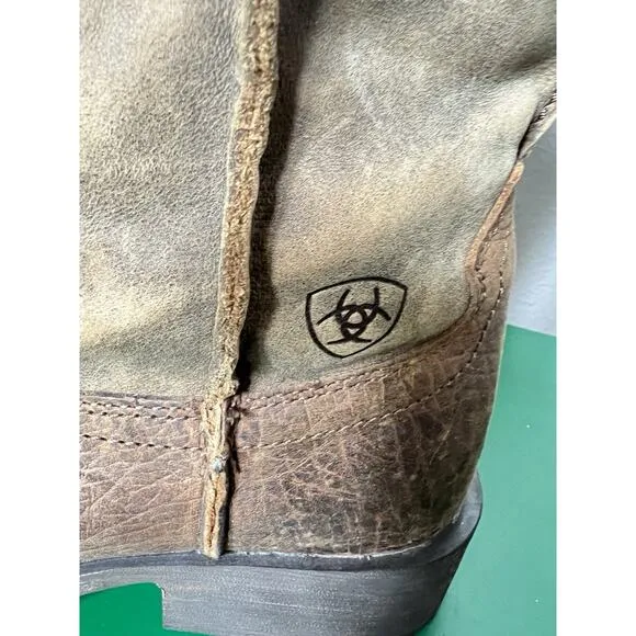 Men’s Ariat Rambler Western Boot Brown Size 7D Soft Top Pull Tabs Square Toe EUC