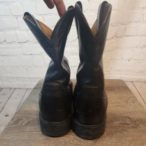 Men's Arist Black Leather Cowboy Boots, Size 10EE