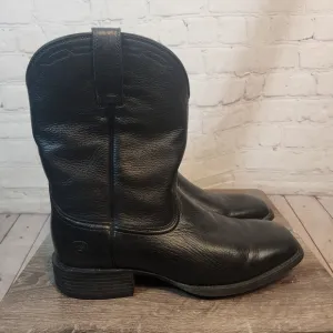 Men's Arist Black Leather Cowboy Boots, Size 10EE