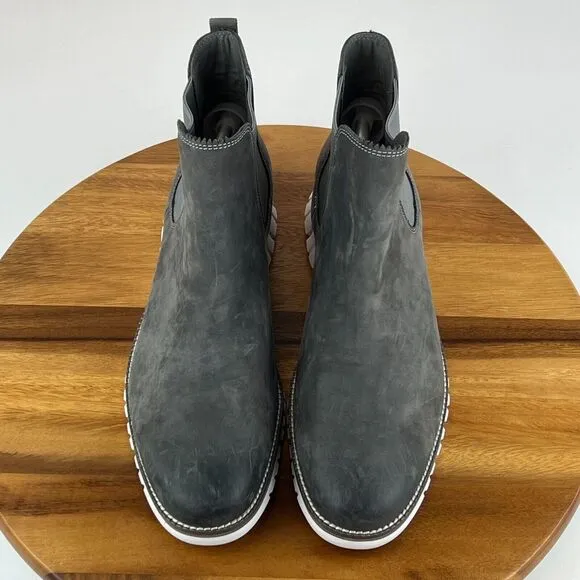 Mens Cole Haan ZeroGrand Gray Nubuck Comfort Ankle Chelsea Boots Size 12 M GUC‎