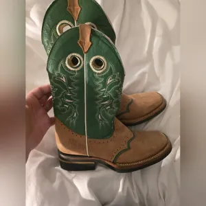 Men's Green and Tan Western Boots El Gran Potrillo  Size 22.5