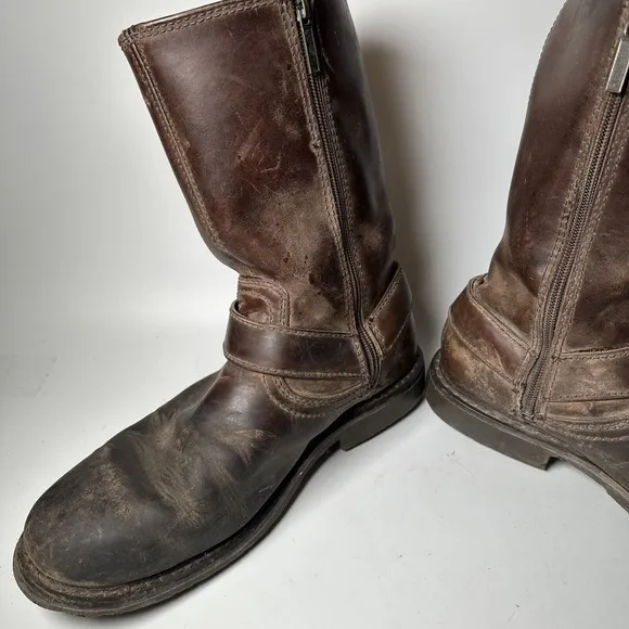 Mens Harley Davidson Josh Brown Suede Leather Side Zip Riding Boots Size 9.5M